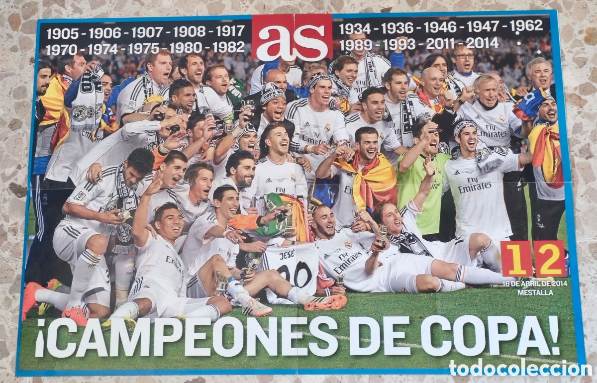Coleccionismo deportivo: POSTER GRANDE REAL MADRID CAMPEON COPA DEL REY 13/14 - DIARIO AS CAMPEONES 2013/2014
