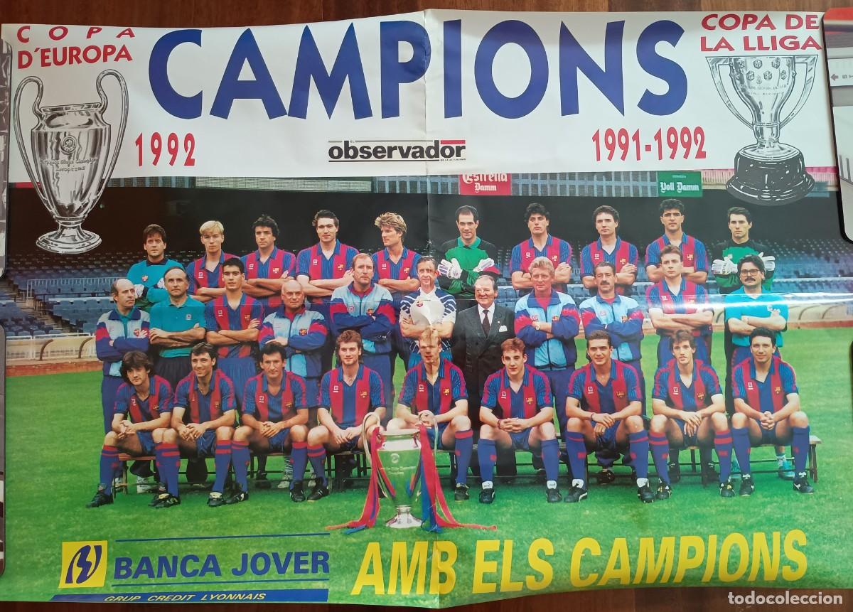 Coleccionismo deportivo: Poster cartel FC Barcelona 1991-1992 83x56cm