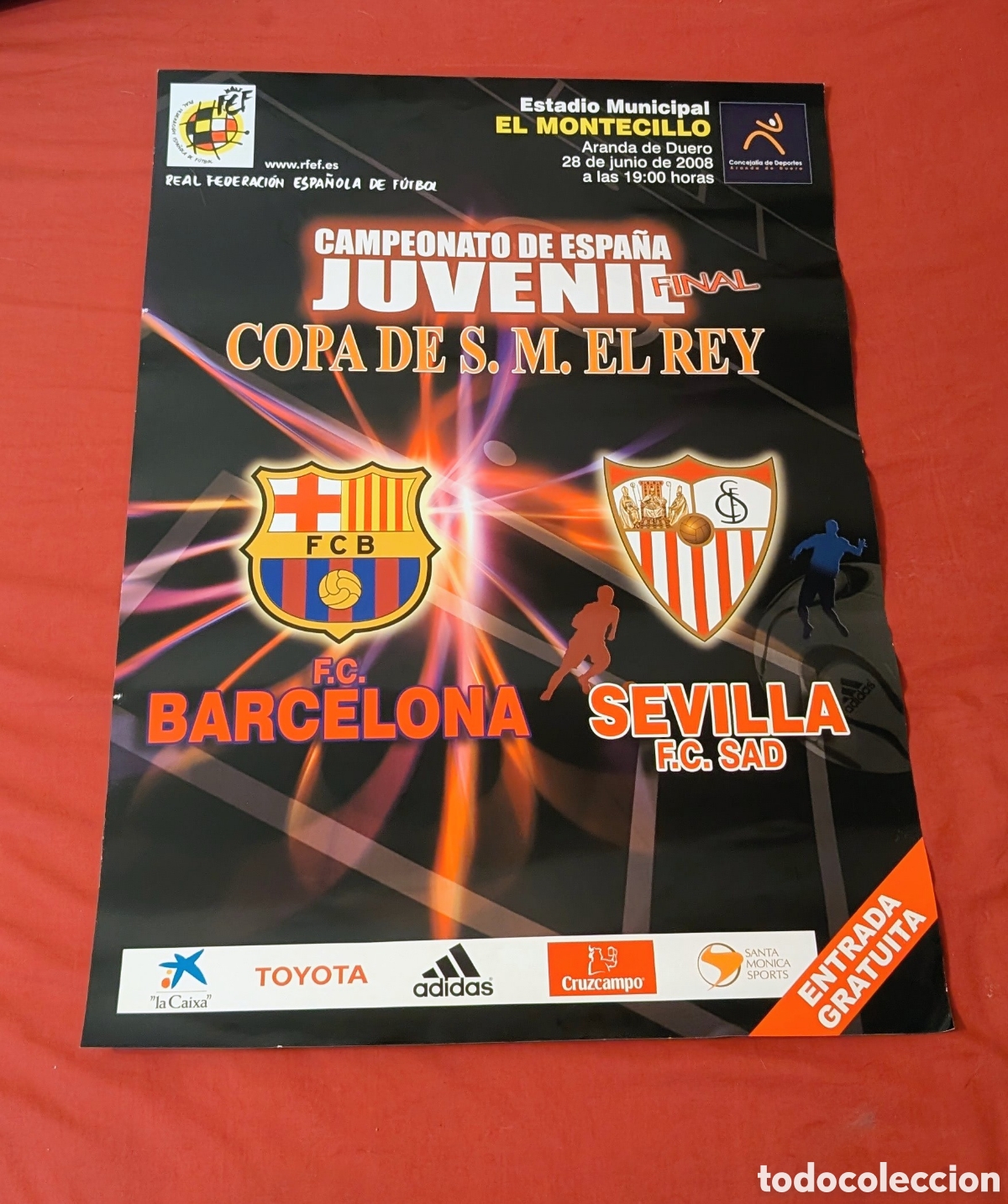 Coleccionismo deportivo: Poster Final Campeonato de Espa&ntilde;a Juvenil. Copa de S.M. El Rey. FCB. Sevilla F.C. SAD.