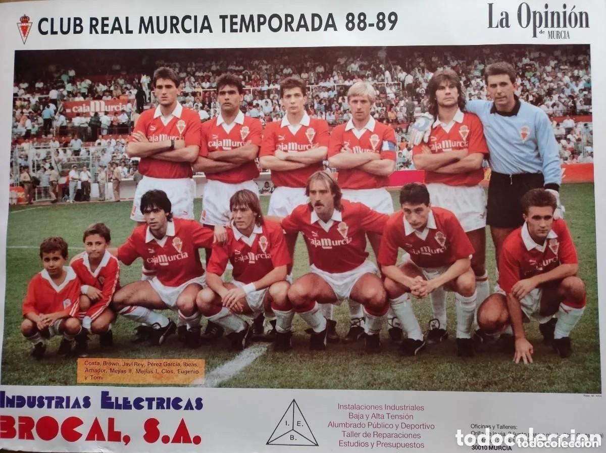 Colecionismo desportivo: Poster cartel grande futbol del Real Murcia a&ntilde;o 1988 - 1989 de 50x70 cm