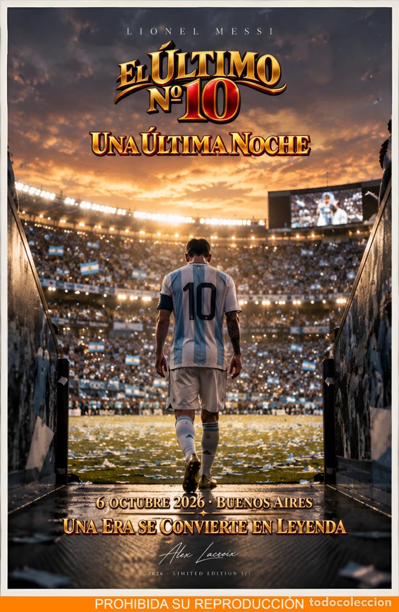 Coleccionismo deportivo: LEO MESSI. Banderola/cartel - Una &Uacute;ltima Noche - Argentina 2026