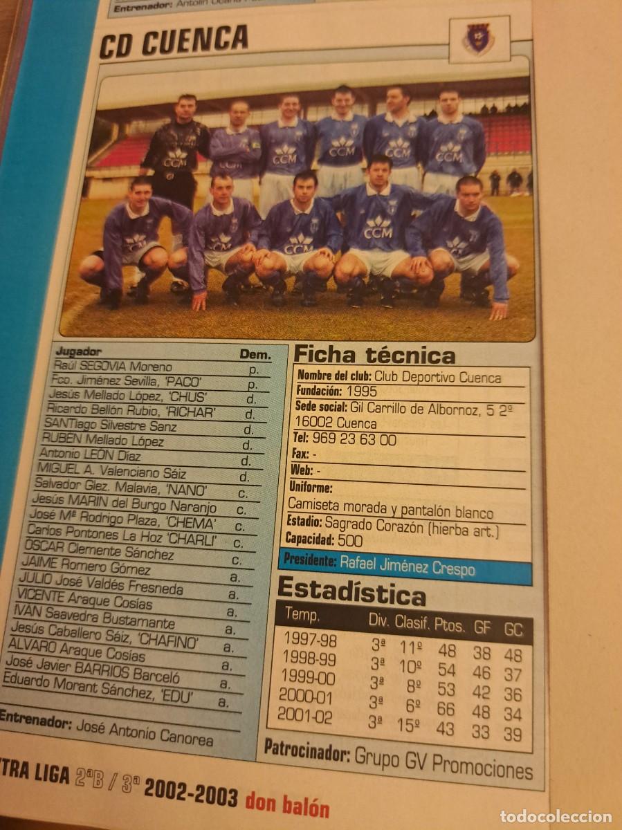 Coleccionismo deportivo: Foto plantilla y jugadores Don Bal&oacute;n 2002-03. CD Cuenca