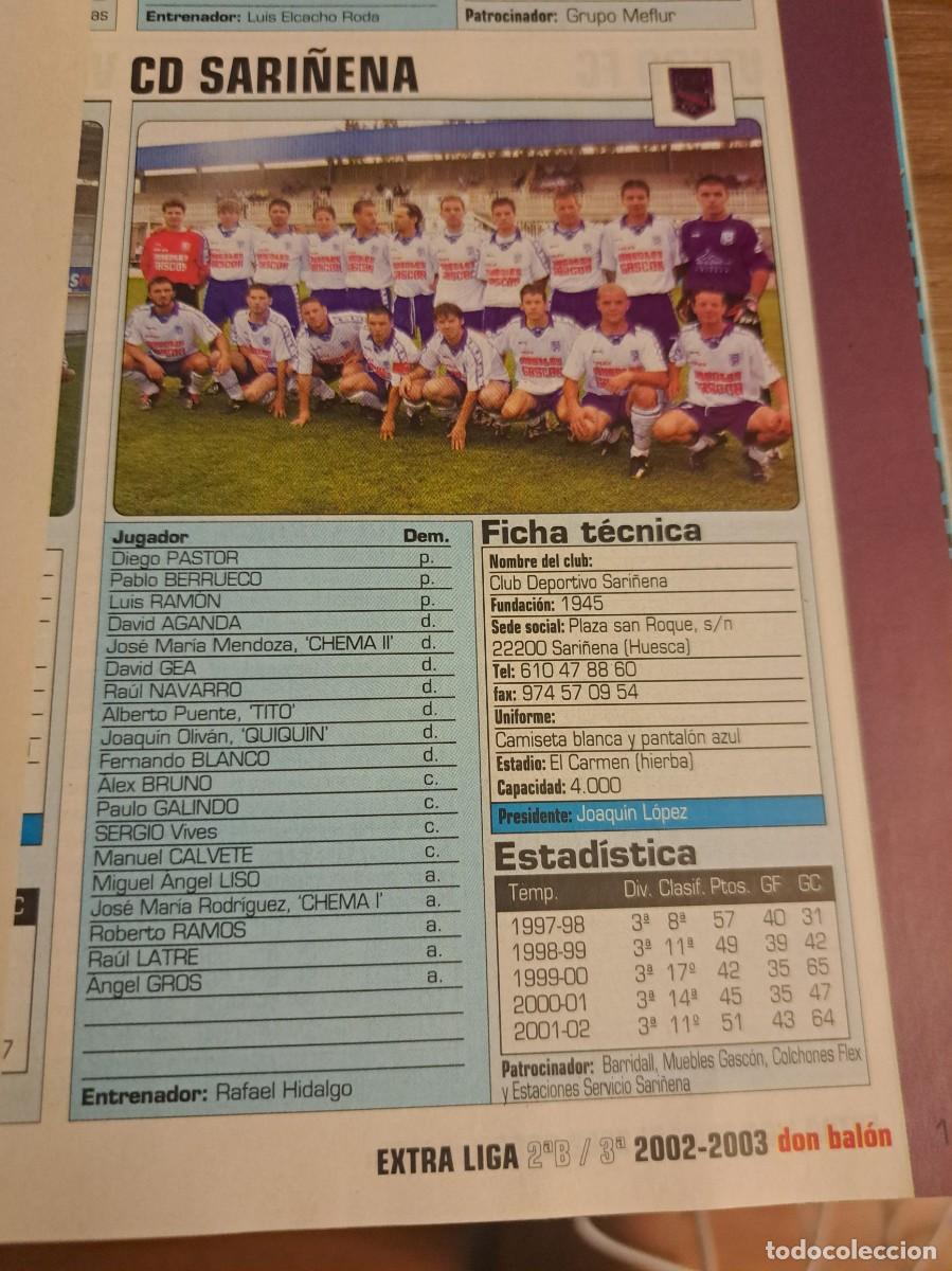 Coleccionismo deportivo: Foto plantilla y jugadores Don Bal&oacute;n 2002-03. CD Sari&ntilde;ena