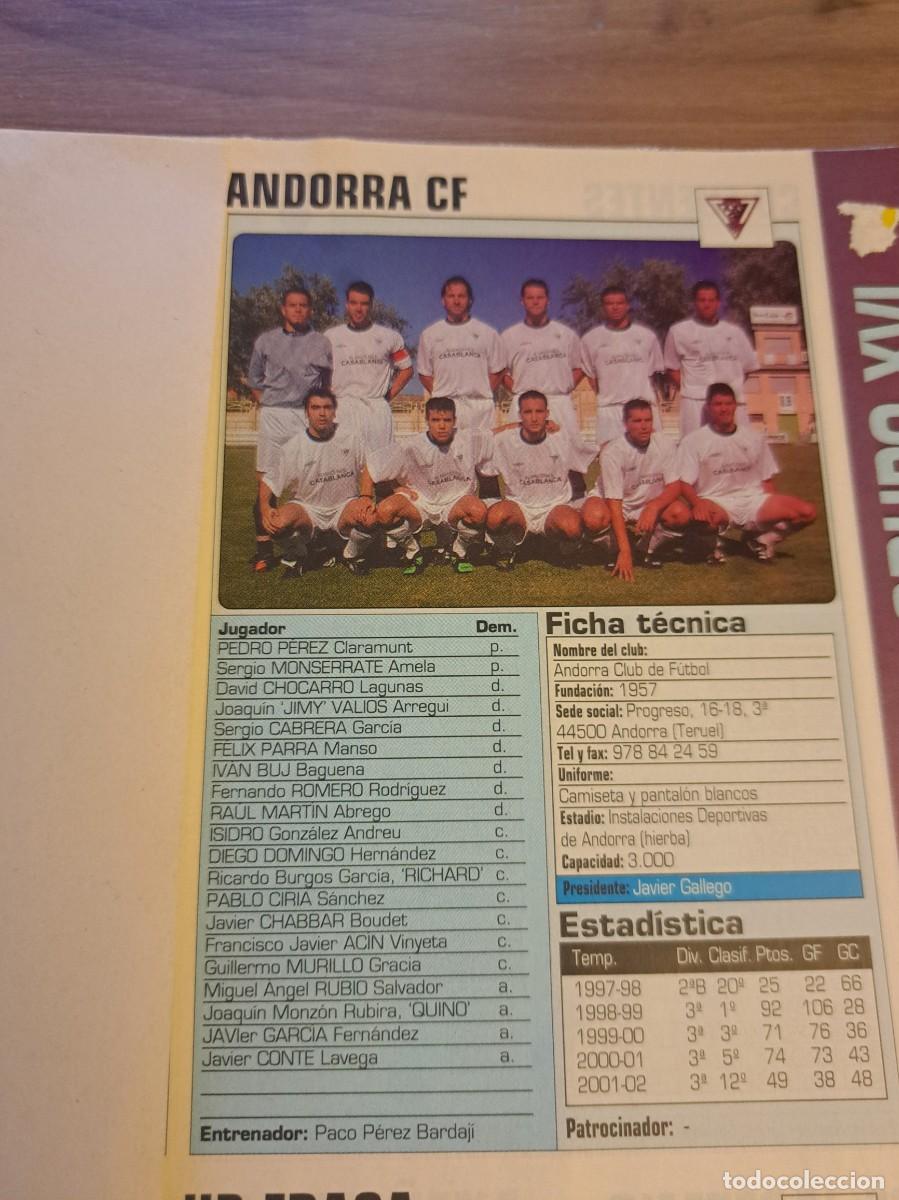 Coleccionismo deportivo: Foto plantilla y jugadores Don Bal&oacute;n 2002-03. Andorra CF