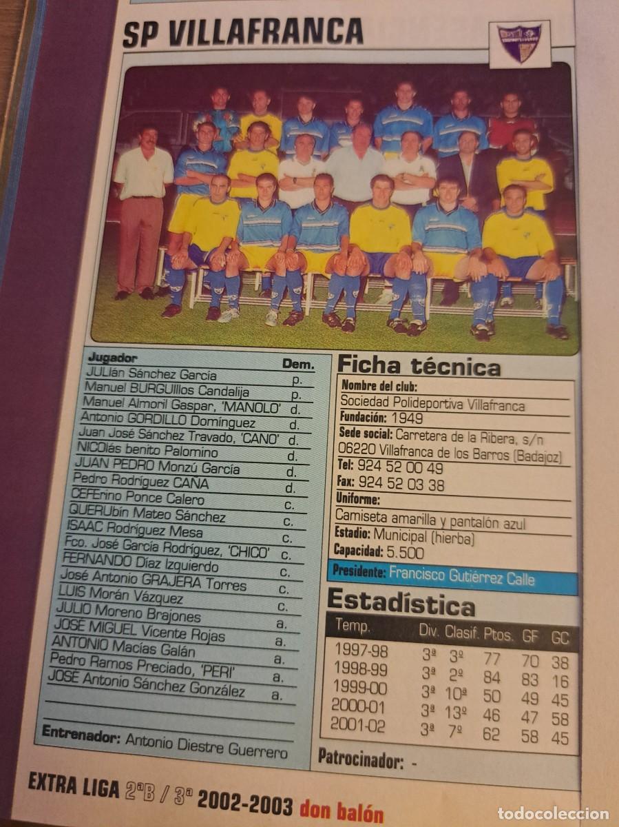 Coleccionismo deportivo: Foto plantilla y jugadores Don Bal&oacute;n 2002-03. SP Villafranca