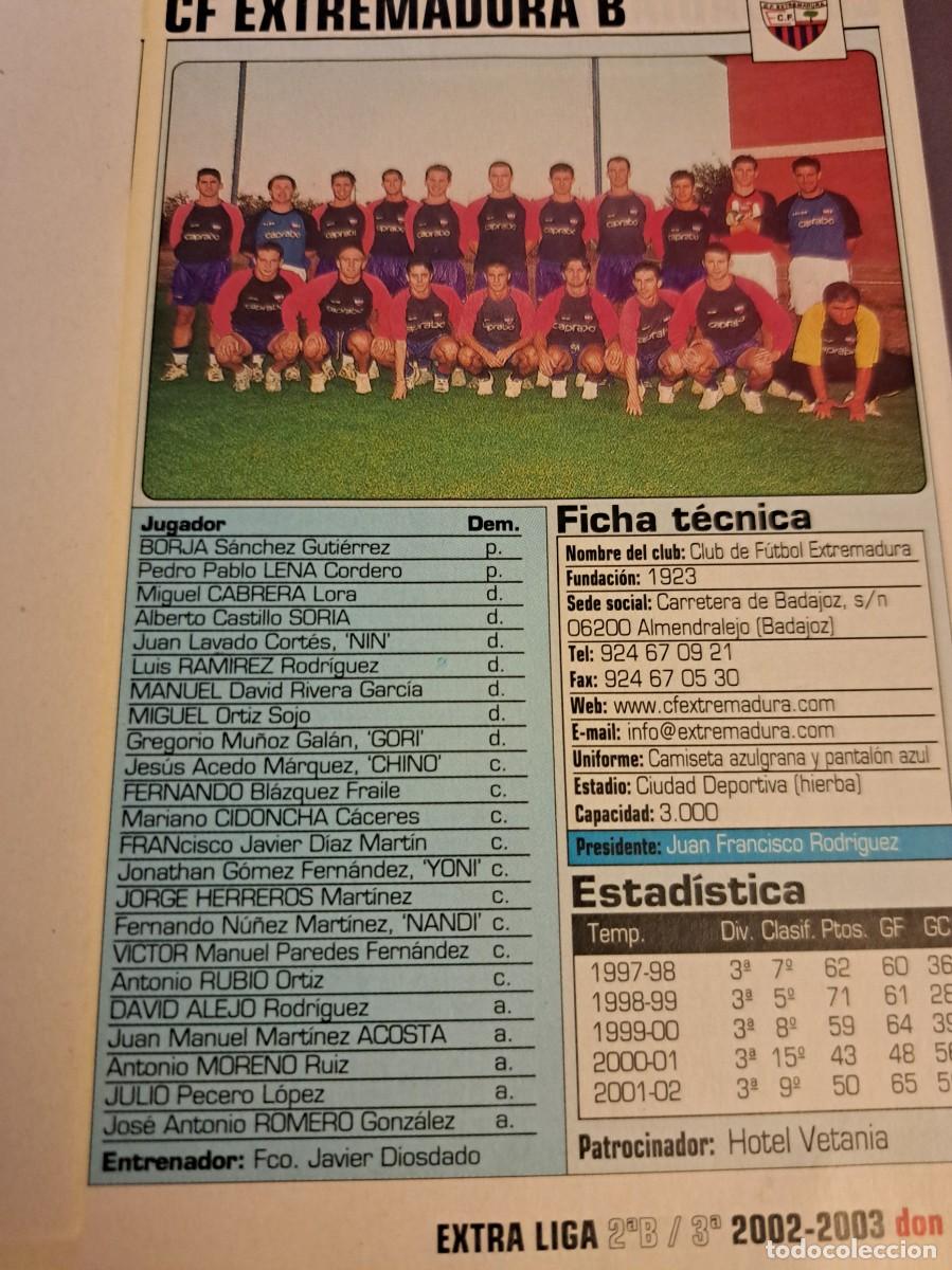 Coleccionismo deportivo: Foto plantilla y jugadores Don Bal&oacute;n 2002-03. CF Extremadura B