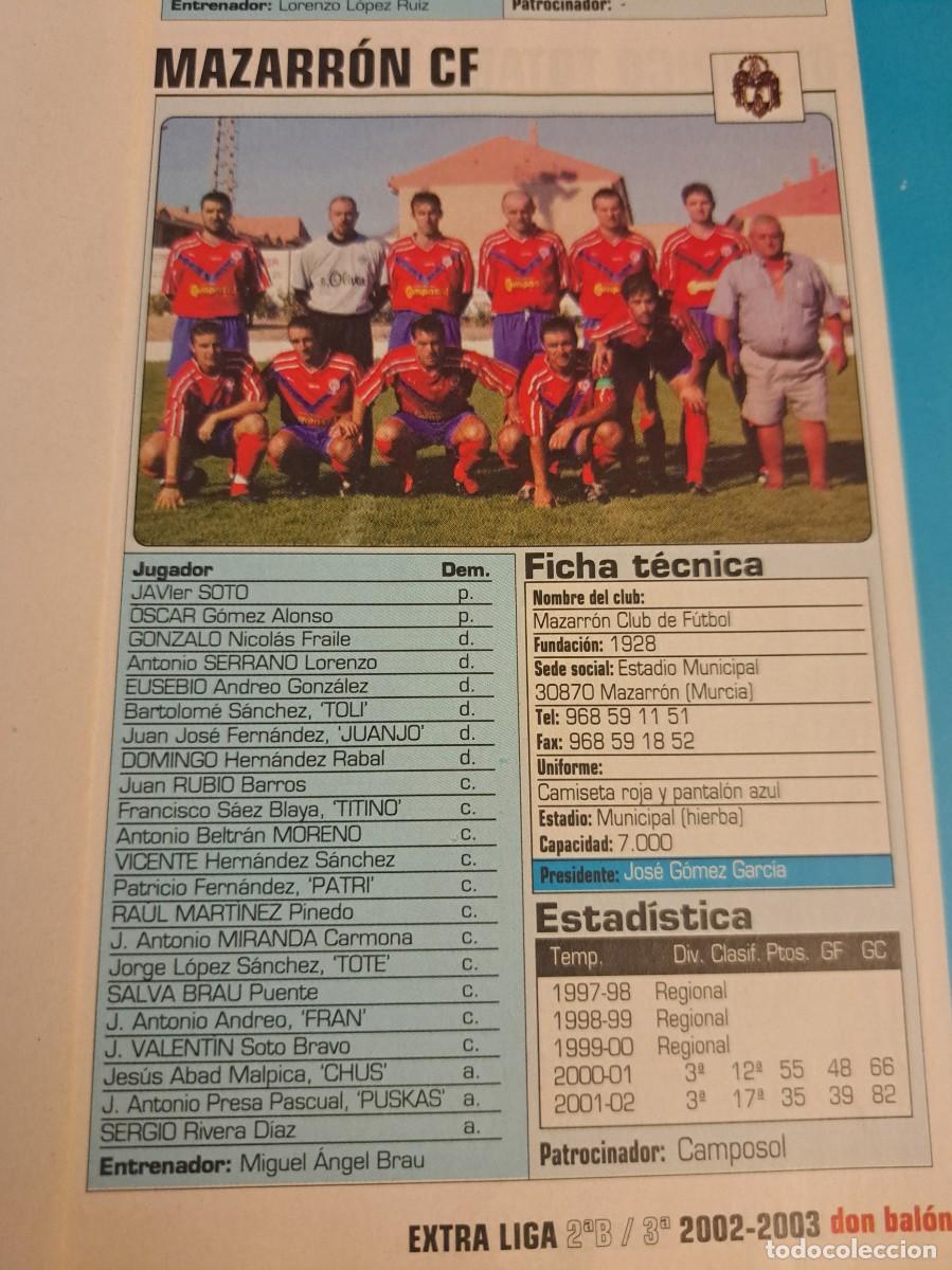 Coleccionismo deportivo: Foto plantilla y jugadores Don Bal&oacute;n 2002-03. Mazarron CF