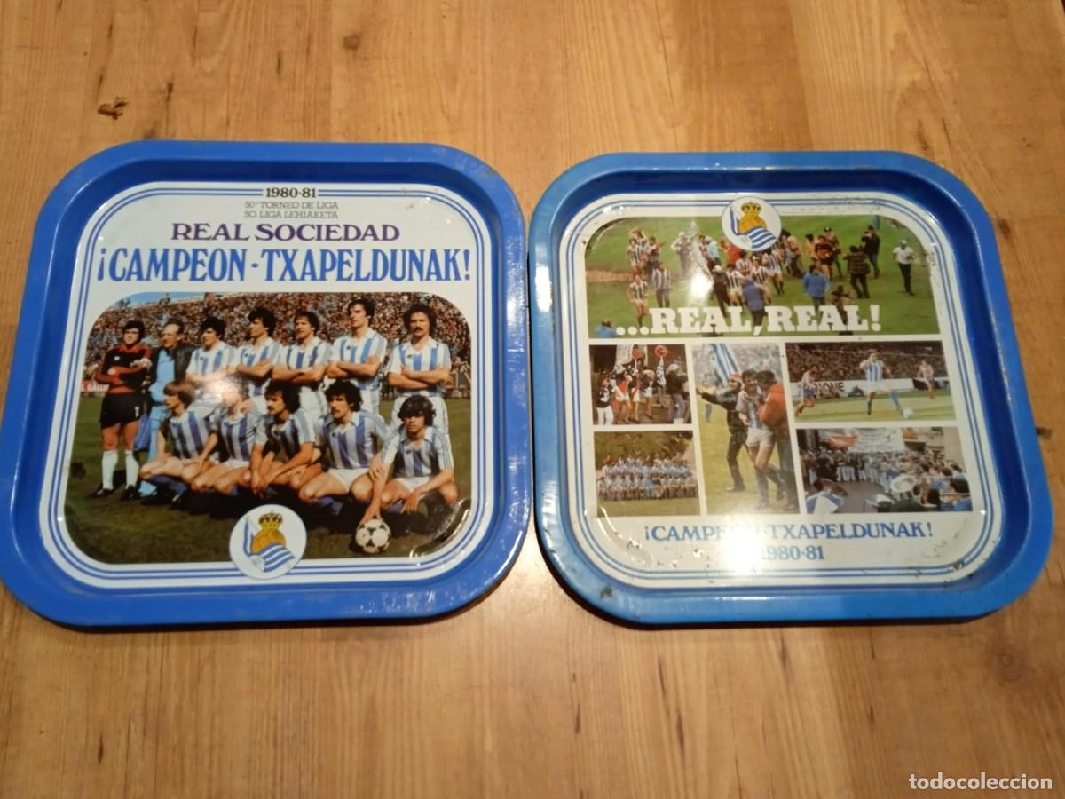 Coleccionismo deportivo: 2 bandejas conmemorativas Real Sociedad campeona Liga 80-81