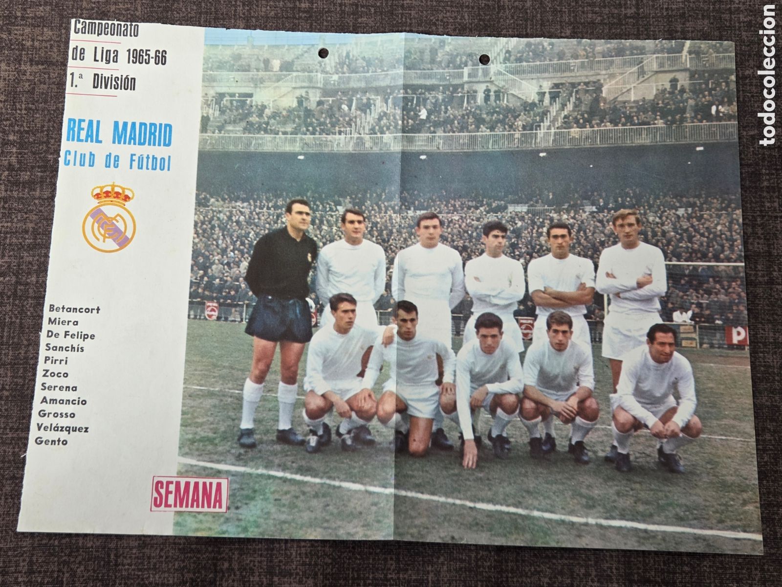 Sports collectibles: POSTER REAL MADRID Temporada 1965-66 REvista semana.