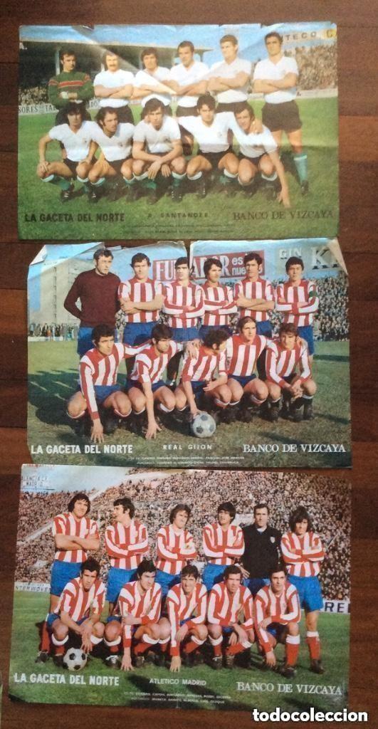 Colecionismo desportivo: POSTERS DE LA GACETA DEL NORTE - SANTANDER - REAL GIJON - ATLETICO DE MADRID. BANCO DE VIZCAYA