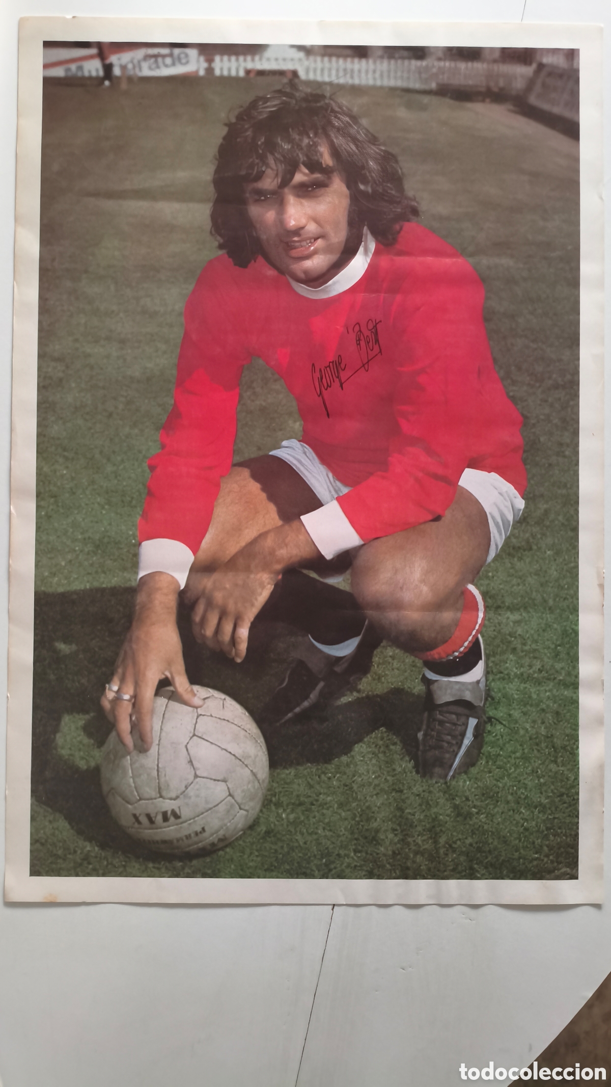 Colecionismo desportivo: Cartel poster George best f&uacute;tbol Manchester United 46x31 cm