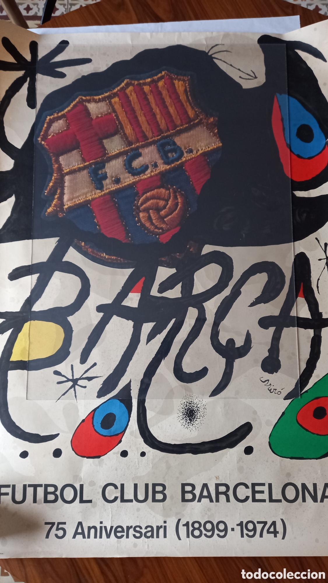 Coleccionismo deportivo: FCB Bar&ccedil;a. Mir&oacute;. Cartel Conmemorativo 75 a&ntilde;os