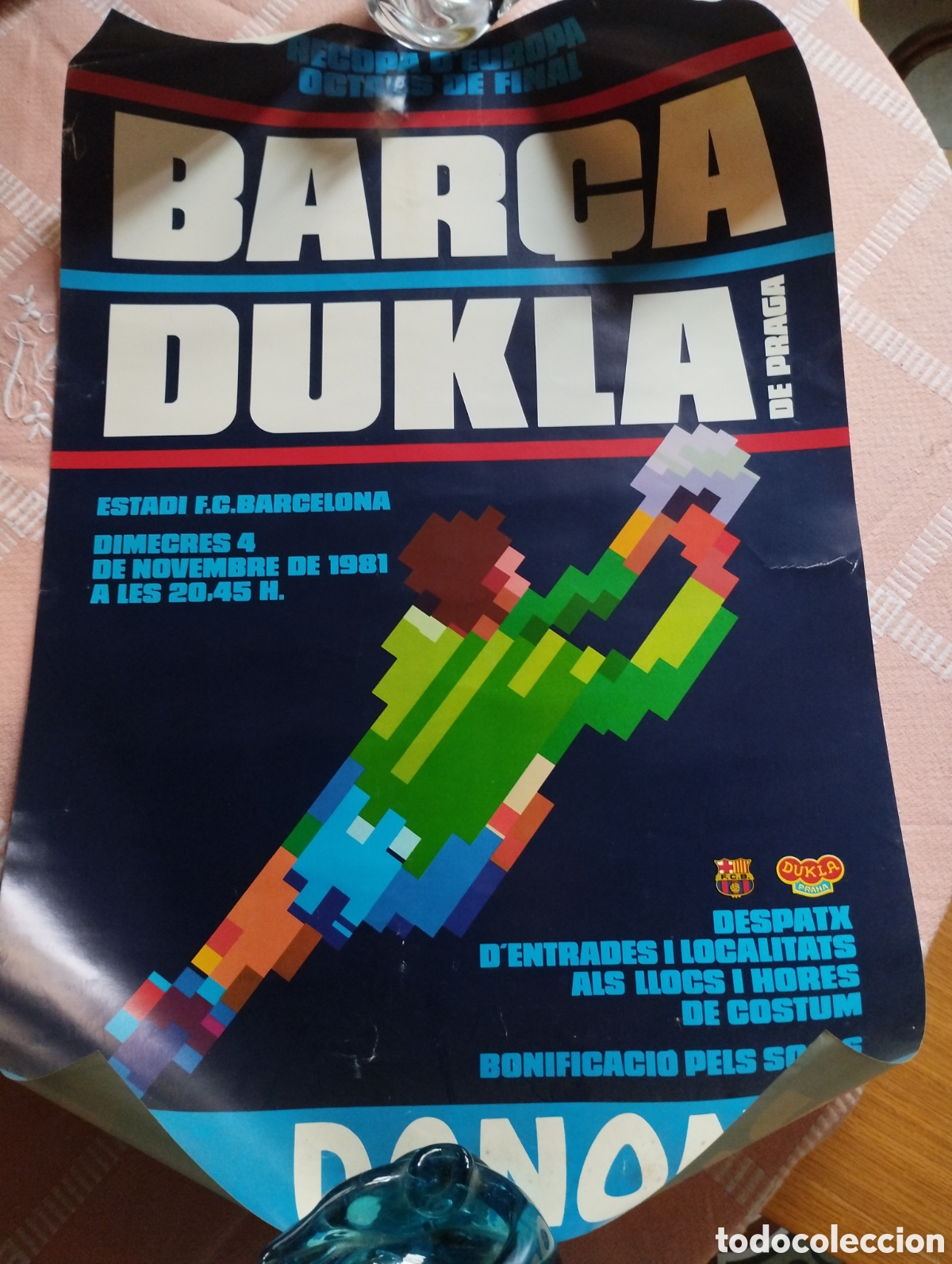 Coleccionismo deportivo: Cartel original recopa d'Europa Octaus de final Bar&ccedil;a/Dukla de Praga