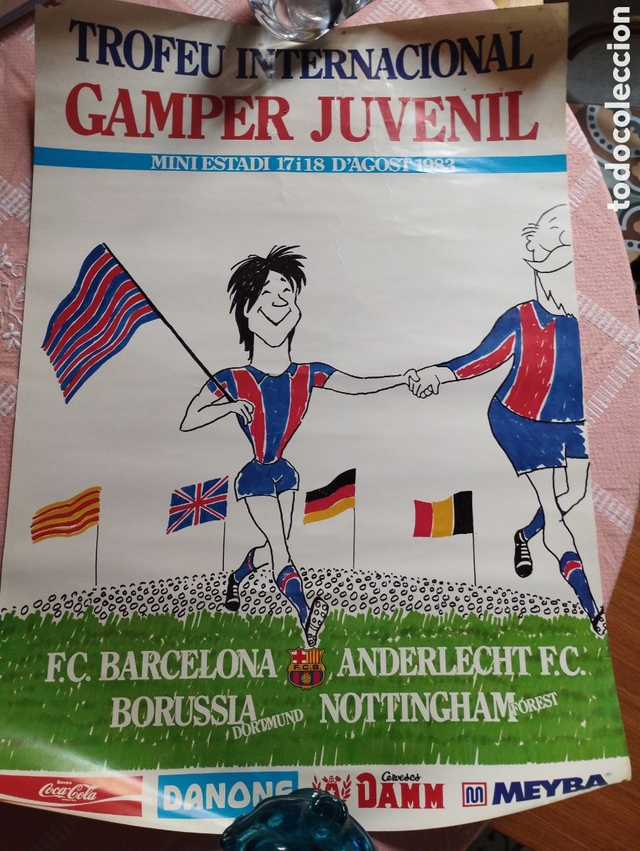 Coleccionismo deportivo: Cartel original Trofeu Internacional Gamper Juvenil Agost de 1983
