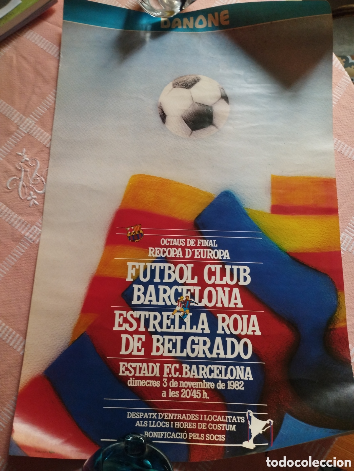 Coleccionismo deportivo: Cartel original recopa d'Europa Octaus de final a&ntilde;o 1982