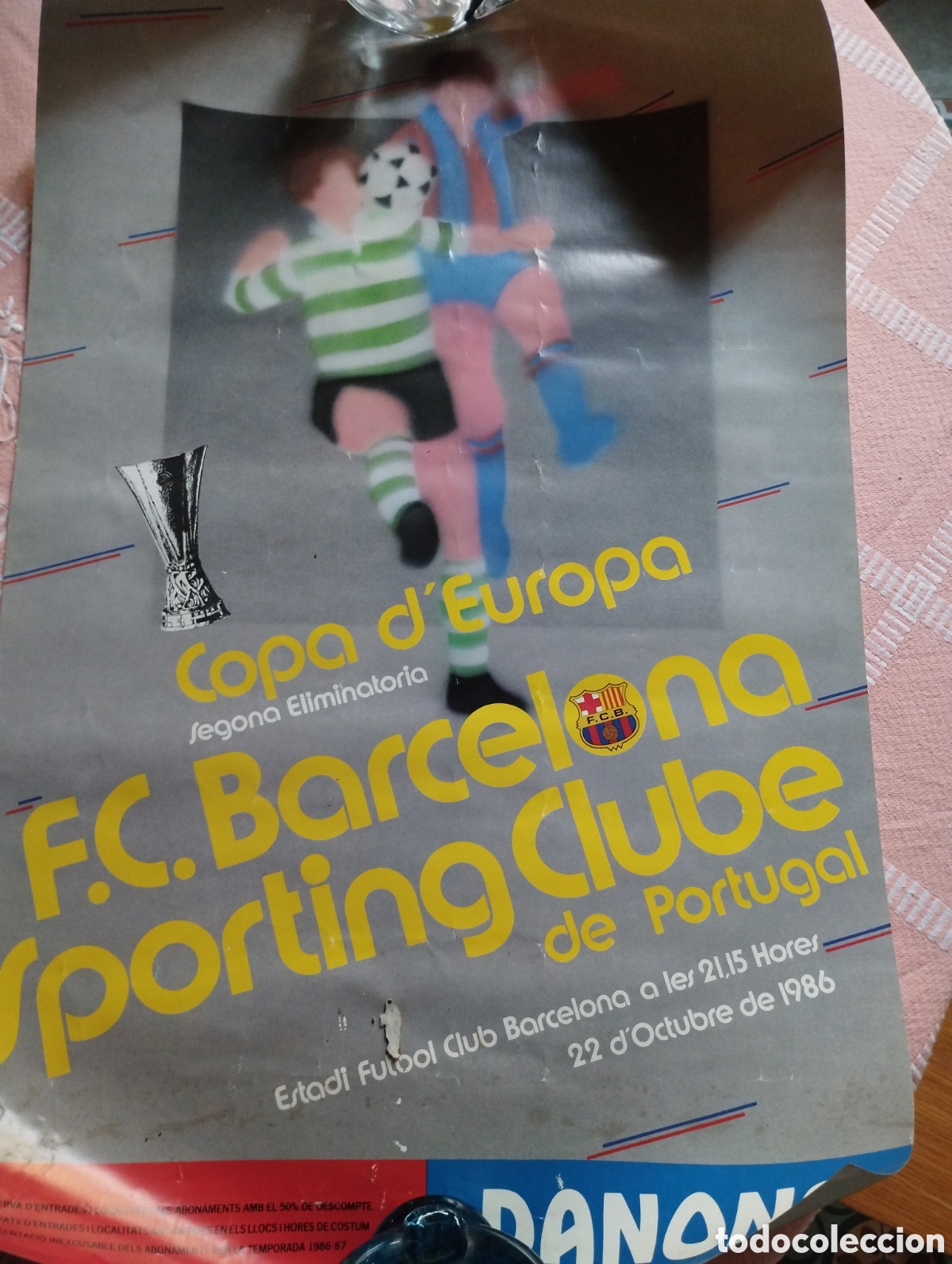 Coleccionismo deportivo: Cartel original Copa d'Europa segona eliminat&ograve;ria a&ntilde;o 1986