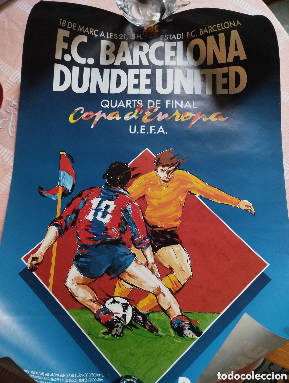 Coleccionismo deportivo: Cartel original Copa d'Europa Quarts de final U.E.F.A.
