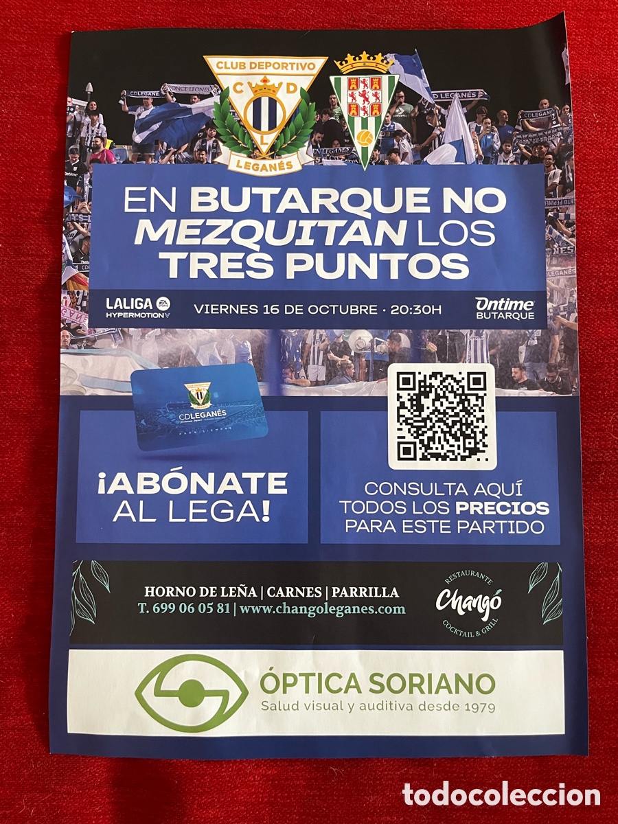 Coleccionismo deportivo: CARTEL POSTER OFICIAL FUTBOL LEGANES 0-1 CORDOBA LIGA TEMPORADA 2026 2027