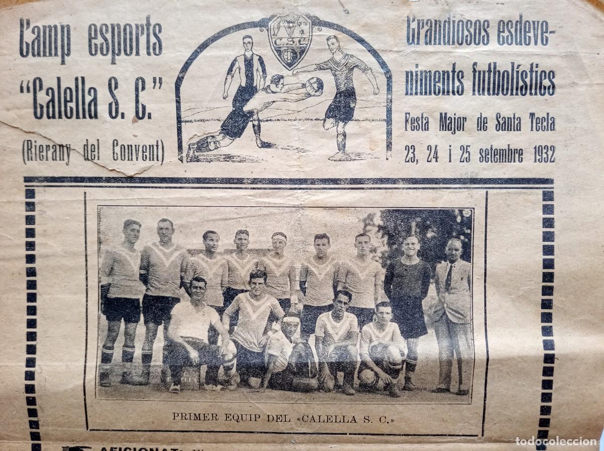 Coleccionismo deportivo: CARTEL ANTIGUO DE FUTBOL DE LA REPUBLICA. GRANOLLERS-CALELLA- C.D. ESPANYOL.23-24-25 SEPTIEMBRE 1932