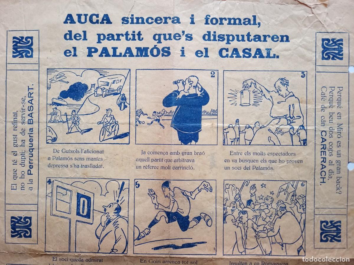 Coleccionismo deportivo: CARTELL DE FUTBOL AUCA DEL PALAMOS I EL CASAL. A&Ntilde;OS 1920.
