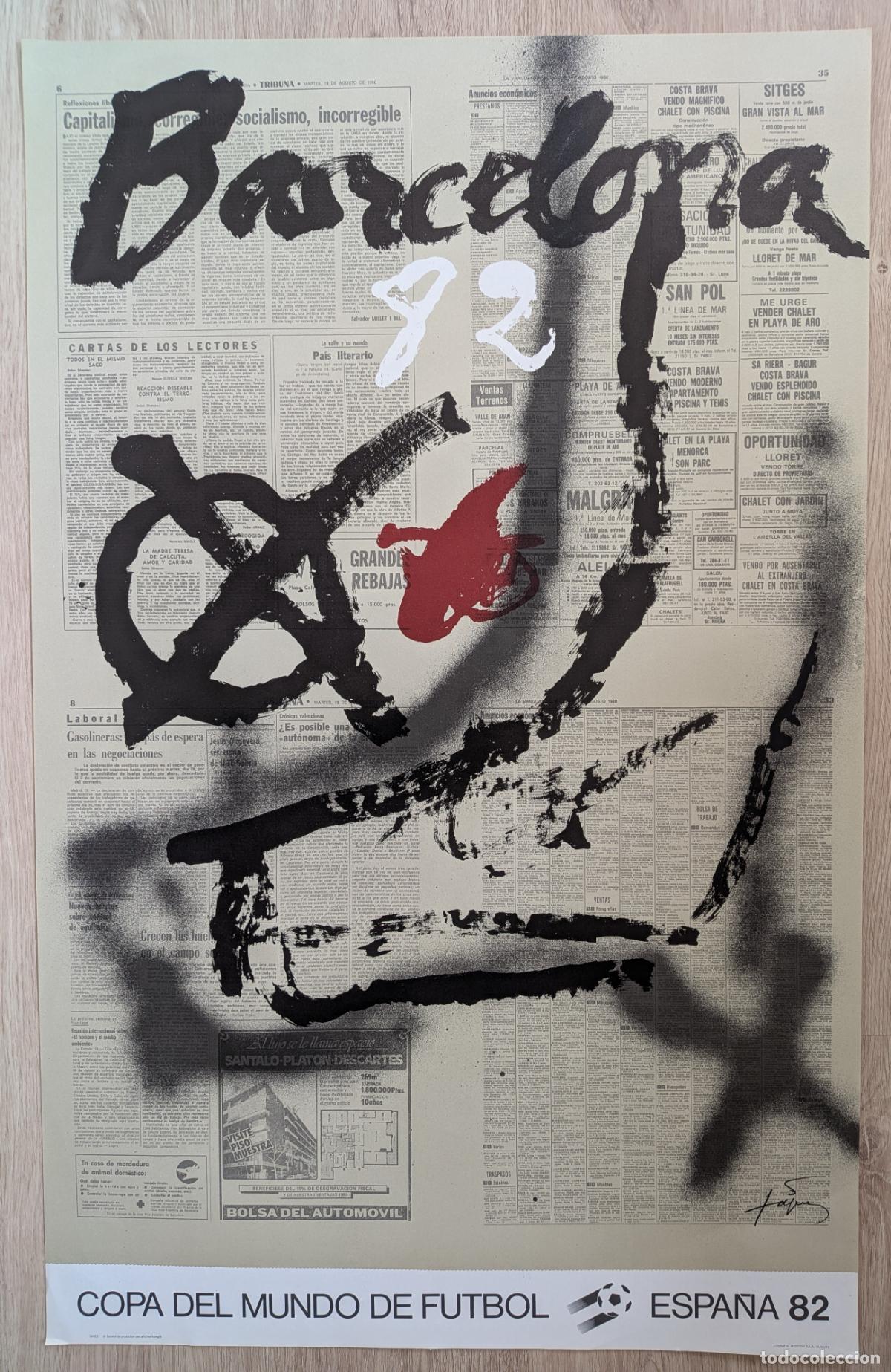 Coleccionismo deportivo: RW CARTEL FUTBOL MUNDIAL 82 1982 ESPA&Ntilde;A BARCELONA SEDE ILUSTRADO POR TAPIES ORIGINAL CD45