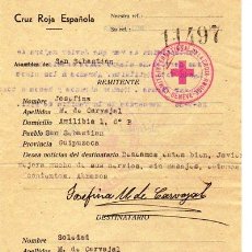 Carteles Guerra Civil: CRUZ ROJA. COMUNICACIONES DURANTE LA GUERRA CIVIL. 1938. . Lote 24410995