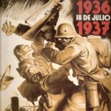 Carteles Guerra Civil: CARTEL NACIONAL 18 DE JULIO 1937 GUERRA CIVIL ESPAÑOLA. CUADRO EN TABLA DE MADERA DE 40 X 28 CM. . Lote 26359042