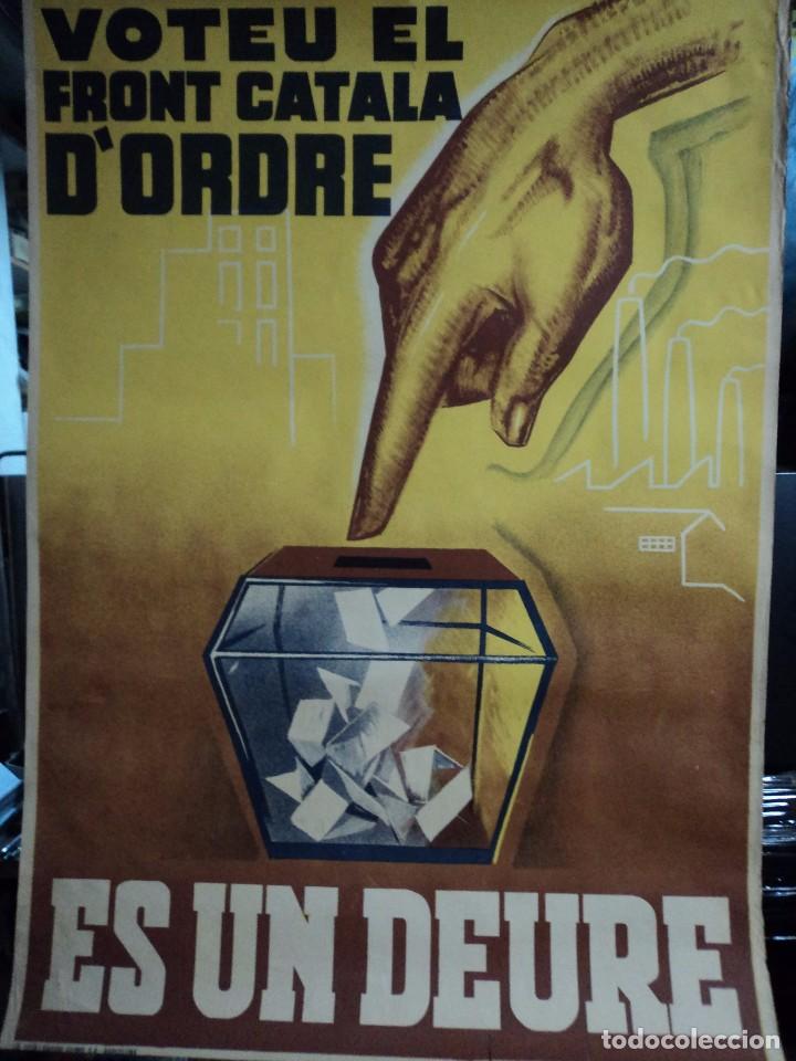 Carteles Guerra Civil: VOTEU FRONT CATALA D&acute;ORDRE - Foto 1