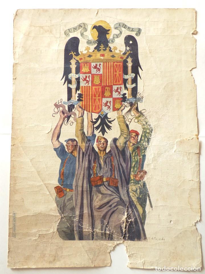 Plakate Spanischer B&uuml;rgerkrieg: CARTEL FUERO DEL TRABAJO DEL SINDICATO 1938