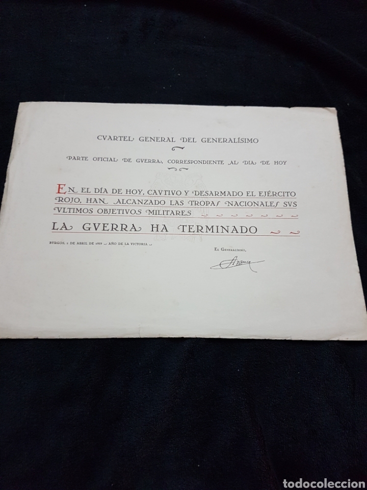 Carteles Guerra Civil: Parte de guerra civil - Foto 1