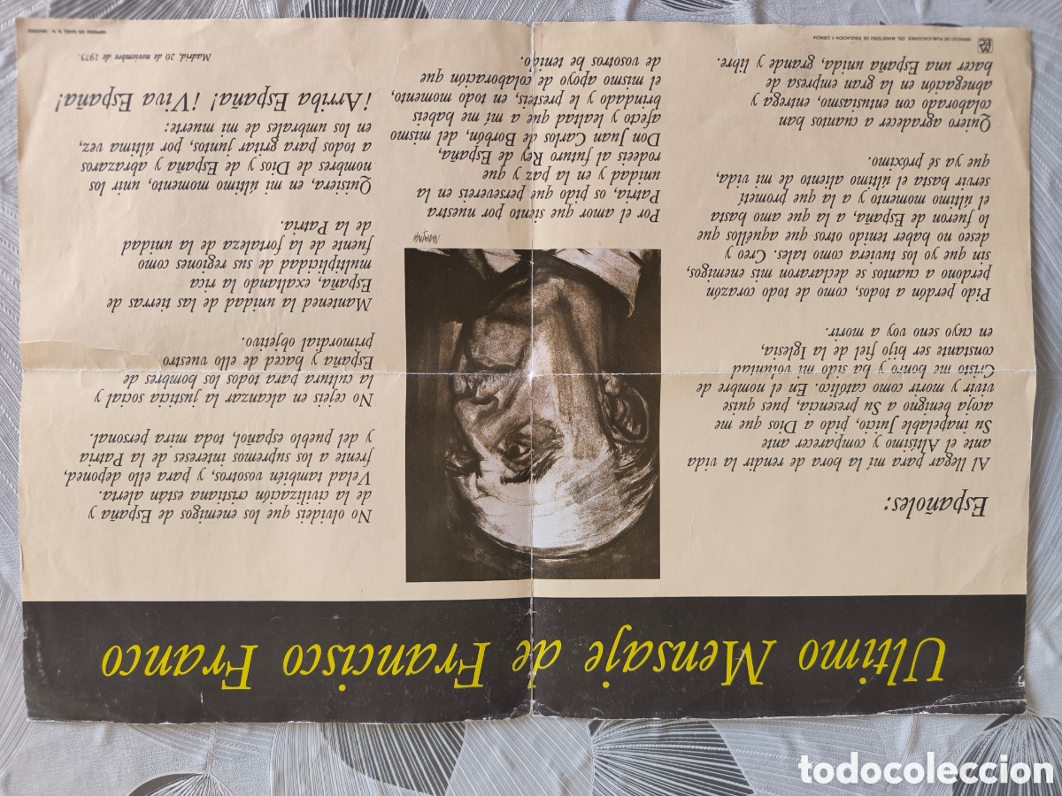Carteles Guerra Civil: ULTIMO MENSAJE DE FRANCISCO FRANCO - Foto 1