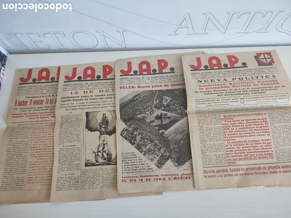 Carteles Guerra Civil: Lote revistas JAP Acci&oacute;n Popular guerra Civil Falange