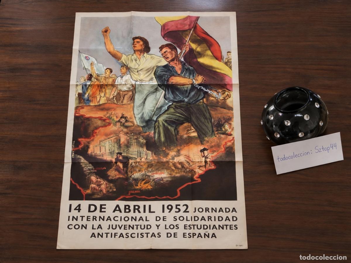 Carteles Guerra Civil: Cartel Exilio Raro 1952 - Jornada Internacional de Solidaridad con la Juventud Antifascista de Espa&ntilde;