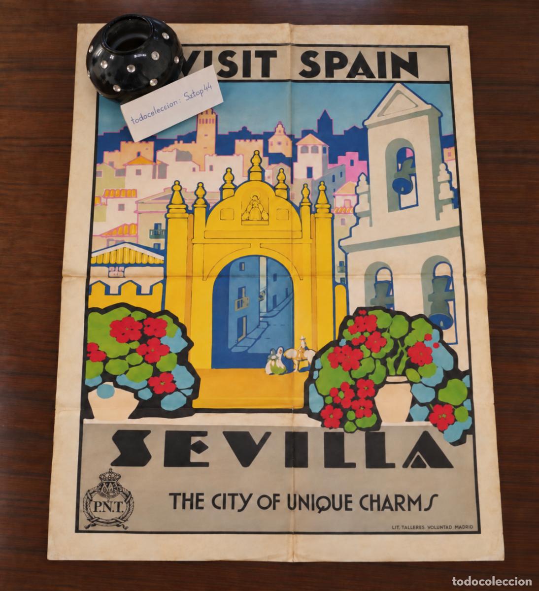 Carteles Guerra Civil: Cartel Original Sevilla 1929 - Visit Spain The City of Unique Charms - Federico Ribas PNT