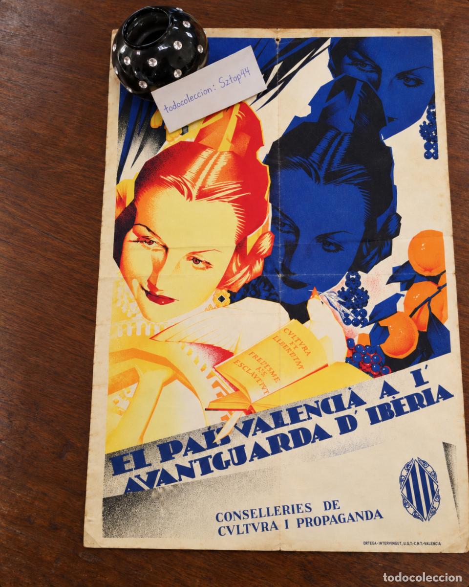 Carteles Guerra Civil: Cartel Guerra Civil 1937 &ndash; El Pa&iacute;s Valenci&agrave; a l'Avantguarda d'Ib&egrave;ria &ndash; Artur Ballester &ndash; Ortega Vale