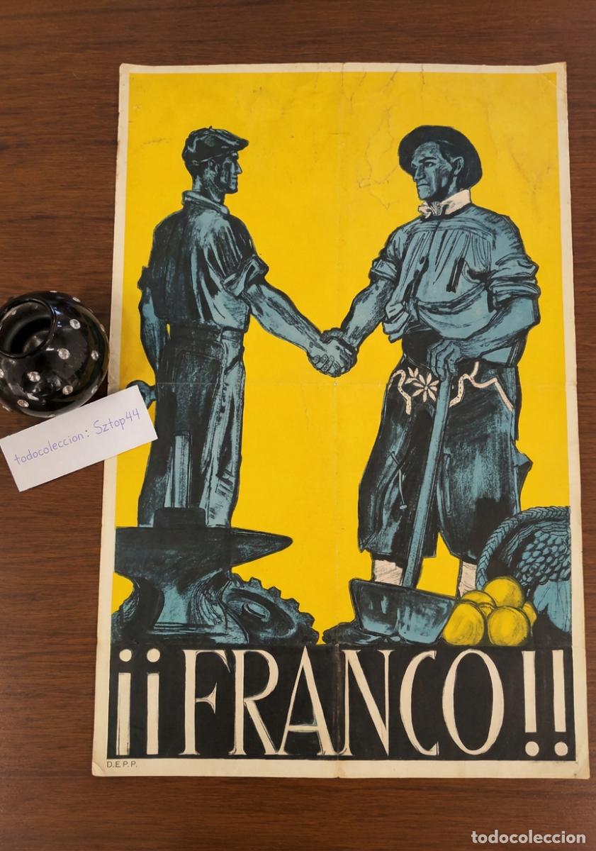 Carteles Guerra Civil: Cartel Guerra Civil &ndash; &iexcl;&iexcl;FRANCO!! Uni&oacute;n Obrero y Campesino &ndash; D.E.P.P. Burgos 1939