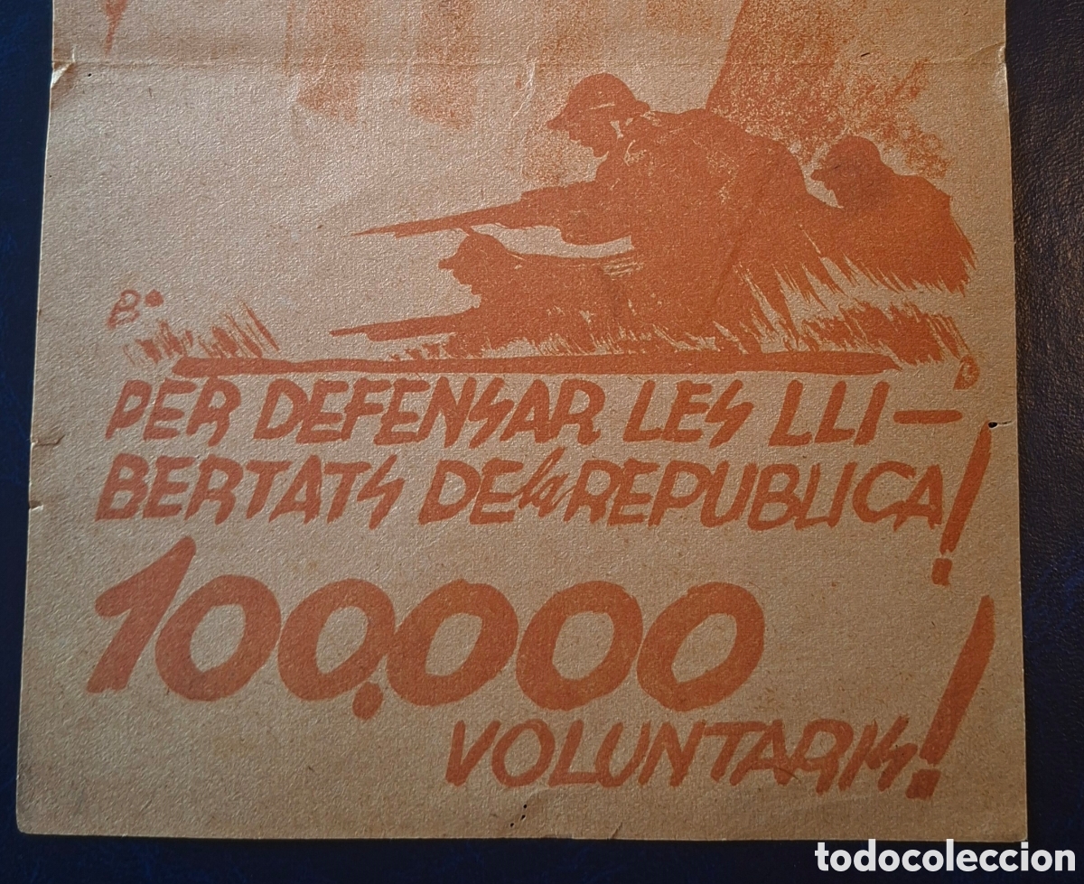Carteles Guerra Civil: Guerra civil Paquin Cartel 100 000 Voluntaris Estatut Front popular de Catalunya por JOSE BARDASANO