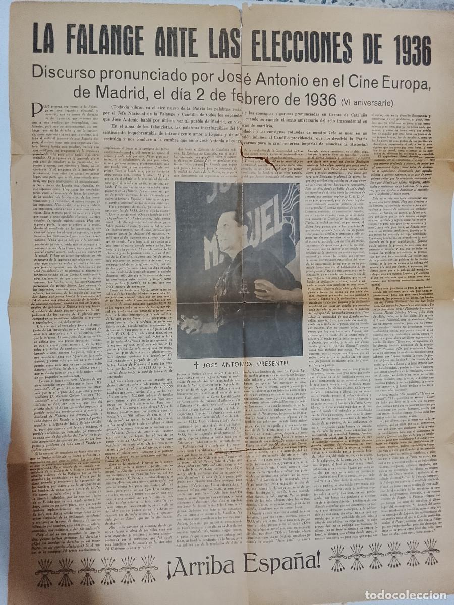 Carteles Guerra Civil: La Falange ante las elecciones de 1936. Discurso de Jos&eacute; Antonio en el Cine Europa (VI aniversario)