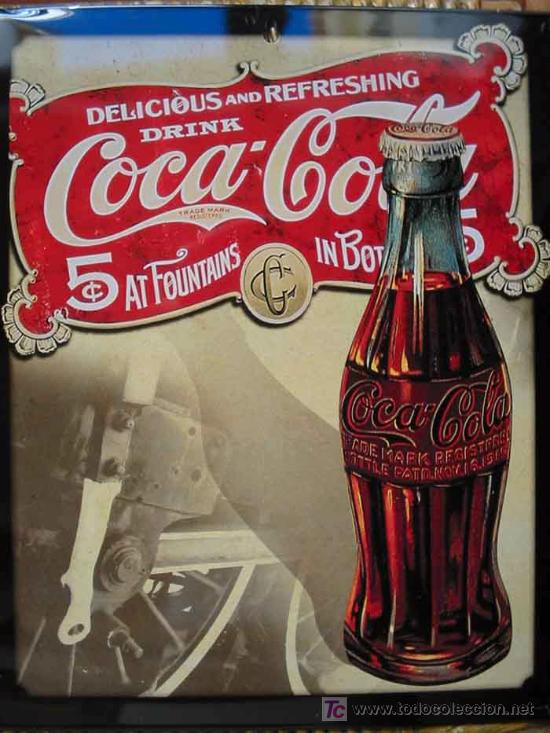 Affiches: CHAPA MET&Aacute;LICA PUBLICIDAD COCA COLA (Reproducci&oacute;n). 22x28 cm