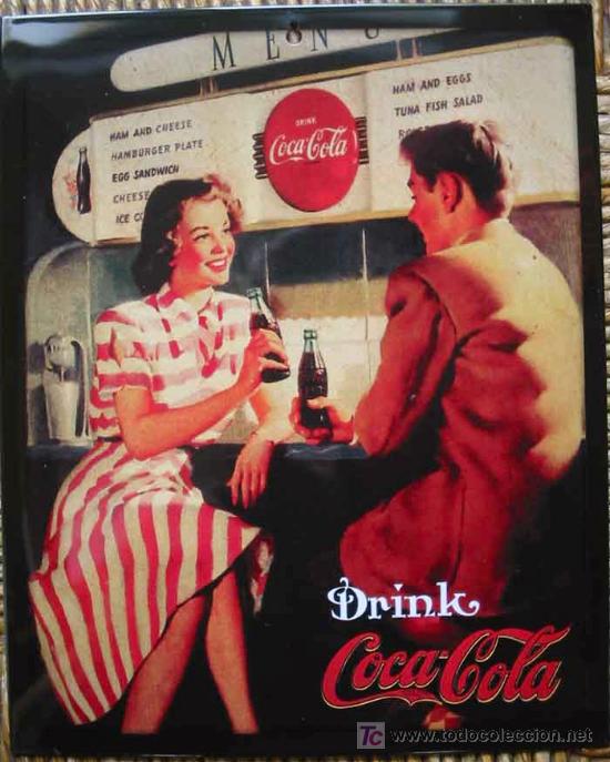 Affiches: CHAPA MET&Aacute;LICA PUBLICIDAD COCA COLA (Reproducci&oacute;n). 22x28 cm