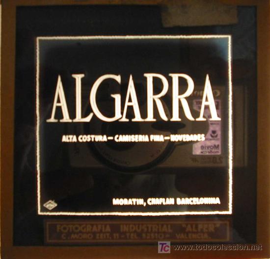 Posters: Antigua PUBLICIDAD EN CRISTAL PARA CINES : ALGARRA - Alta Costura - Barcelona