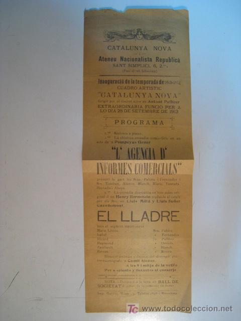 Posters: BARCELONA. ATENEU NACIONALISTA REPUBLICA. CARTEL 1913