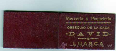 Posters: Espejito publicitario Merceria y paqueteria, David Luarca. Asturias. 6 x 4 cm. (cerrado).