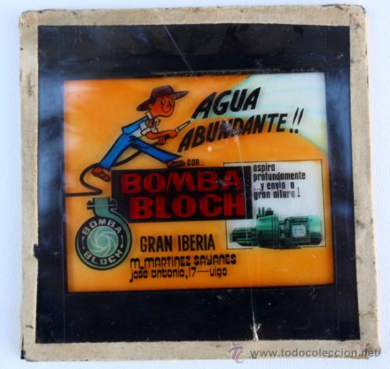 Posters: ANTIGUO CRISTAL PUBLICITARIO PARA LOS ANTIGUOS CINES - PUBLICIDAD DE BOMBA BLOCH GRAN IBERIA MARTIN