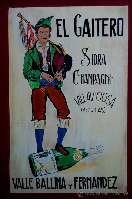 cartel sidra El Gaitero. Villaviciosa. Asturias