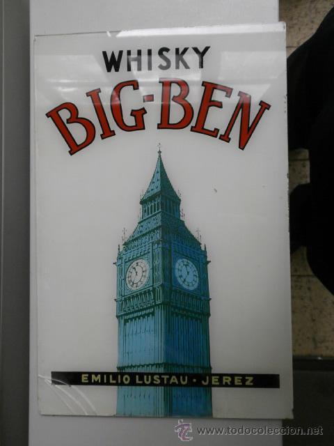 Posters: CARTEL EN CRISTAL WHISKY BIG-BEN EMILIO LUSTAU JEREZ CARTEL ESPEJO 3