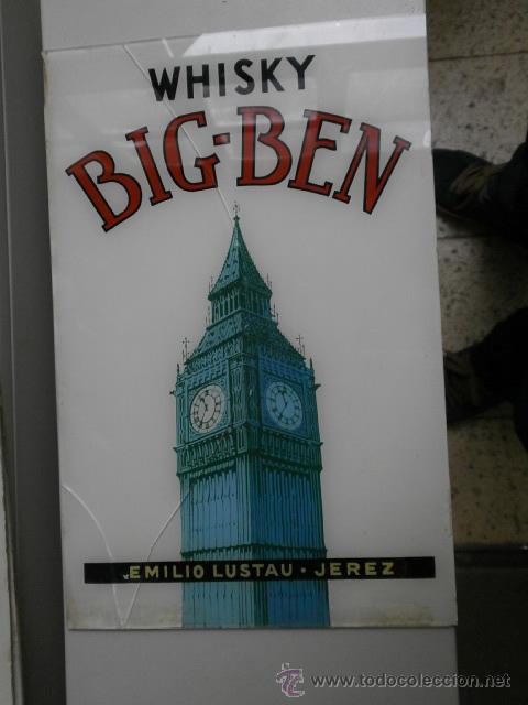 Posters: CARTEL EN CRISTAL WHISKY BIG-BEN EMILIO LUSTAU JEREZ CARTEL ESPEJO 4