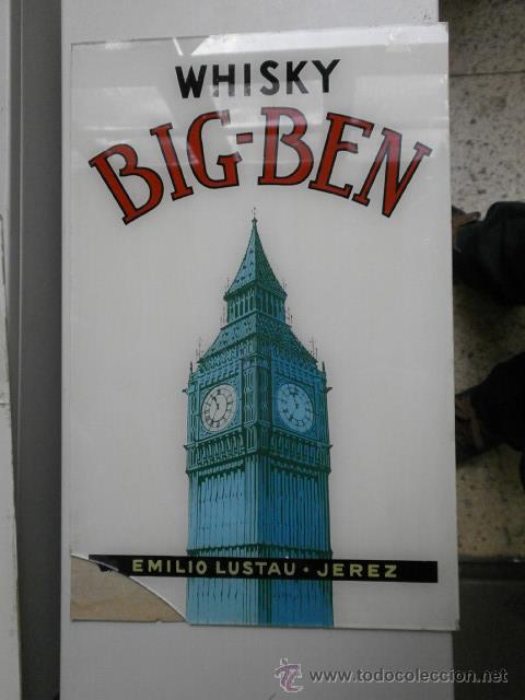 Posters: CARTEL EN CRISTAL WHISKY BIG-BEN EMILIO LUSTAU JEREZ CARTEL ESPEJO 5