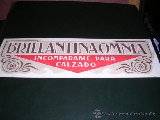 Affiches: CARTON PUBLICITARIO BRILLANTINA OMNIA ,- RICART VALLIRANA BARCELONA - 24,5X8 CM.