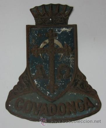 Affiches: ANTIGUA PLACA METALICA DE SEGUROS COVADONGA